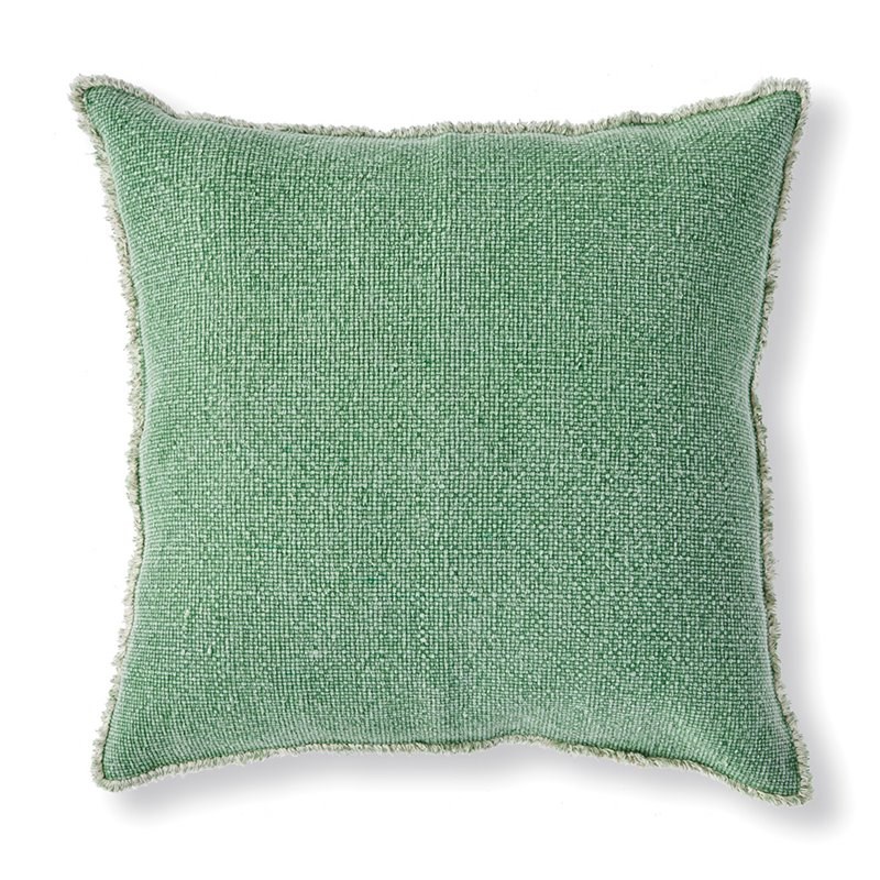 Napa Home & Garden Woven Cotton/Polyester Fringed Square Euro Pillow Fern Green