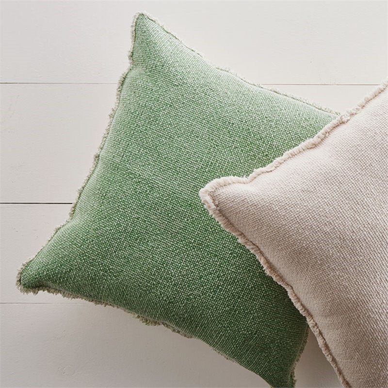 Napa Home & Garden Woven Cotton/Polyester Fringed Square Euro Pillow Fern Green