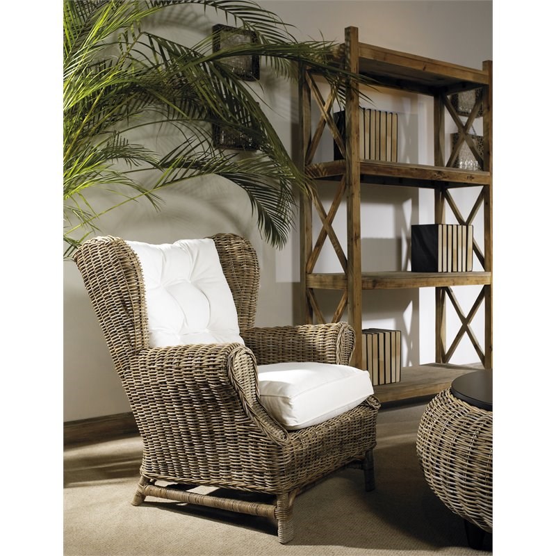 Padma's Plantation Wing Wicker Cushion Chair in Kubu Gray