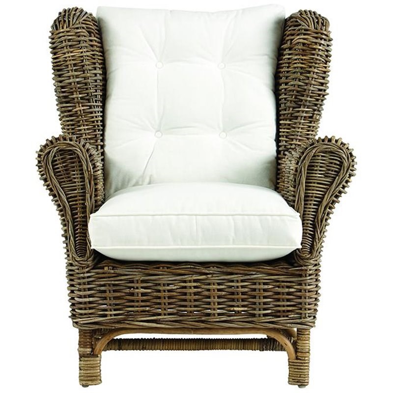 Padma's Plantation Wing Wicker Cushion Chair in Kubu Gray