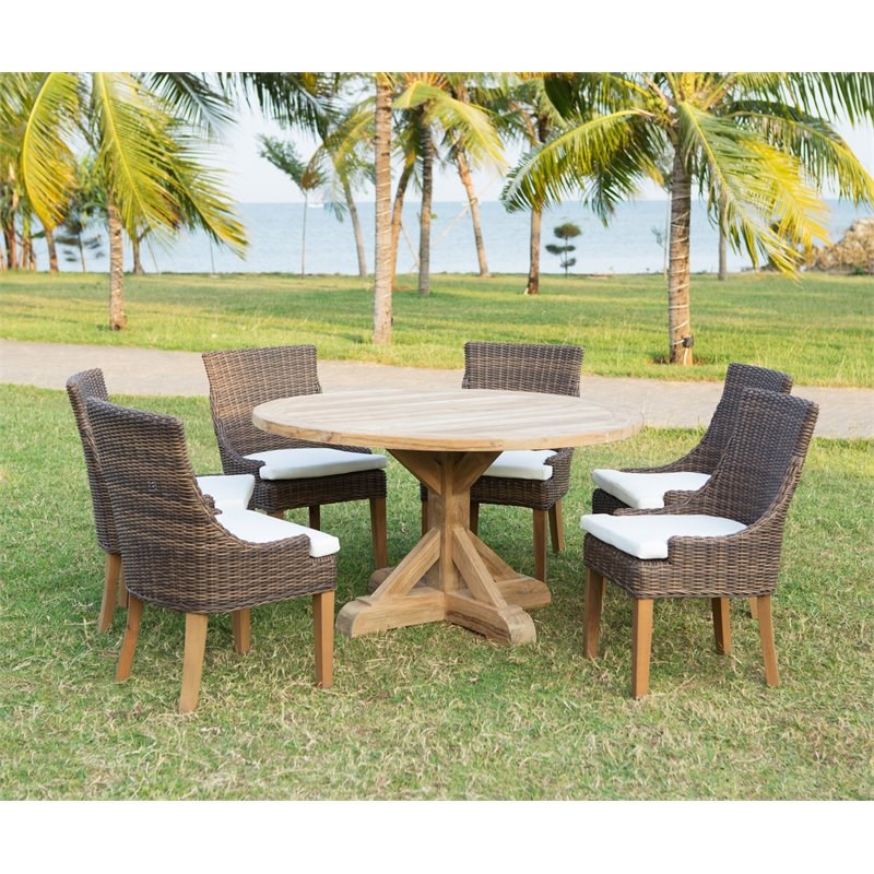 Padma's Plantation Xena Wood Patio Round Dining Table in Natural