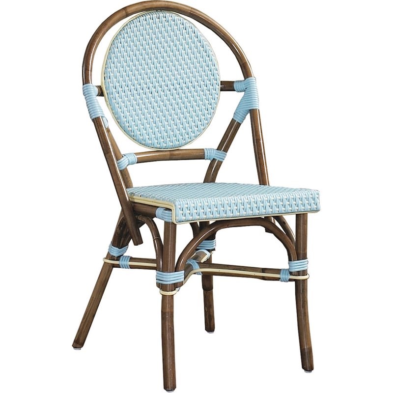 Padma's Plantation Paris Rattan Bistro Chair in Blue