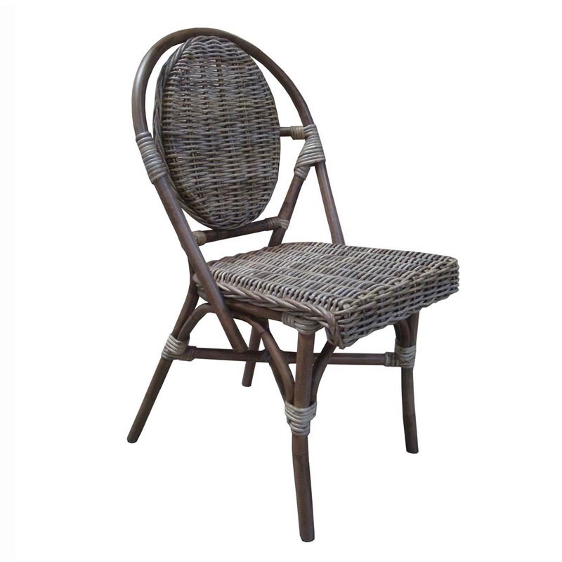 Padma's Plantation Paris Wicker 2 Pc. Bistro Chair Set in Kubu Gray