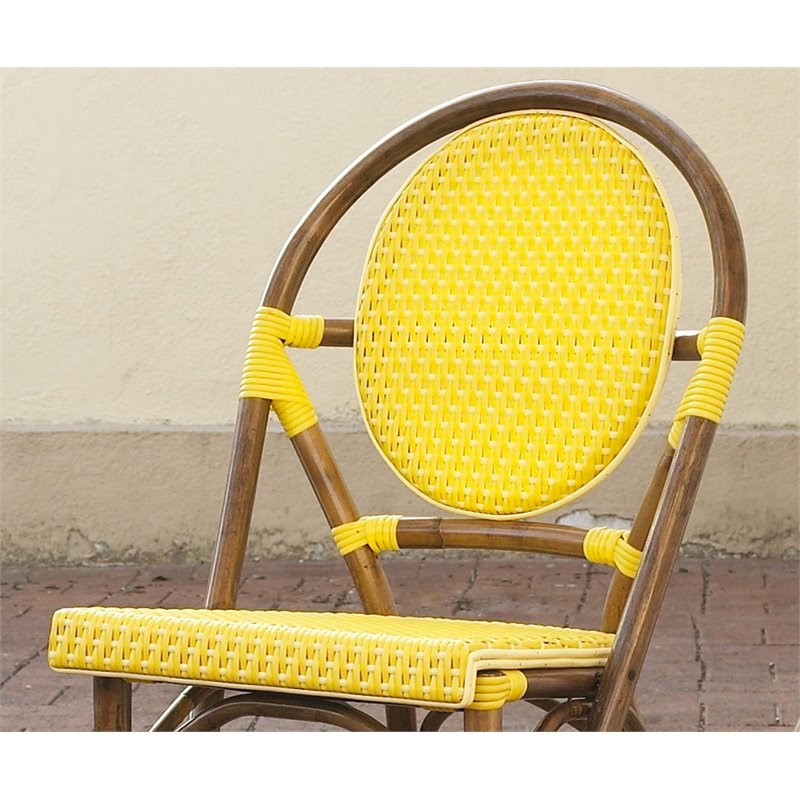 Padma's Plantation Paris Rattan Bistro Chair in Yellow