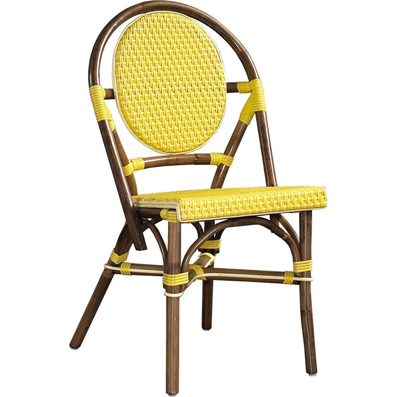 Padma's Plantation Paris Rattan Bistro Chair in Yellow