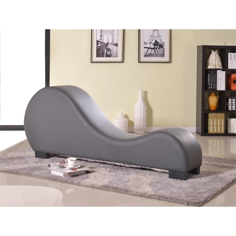 U.S Pride Furniture Dilys Faux Leather Armless Chaise Lounge in Gray