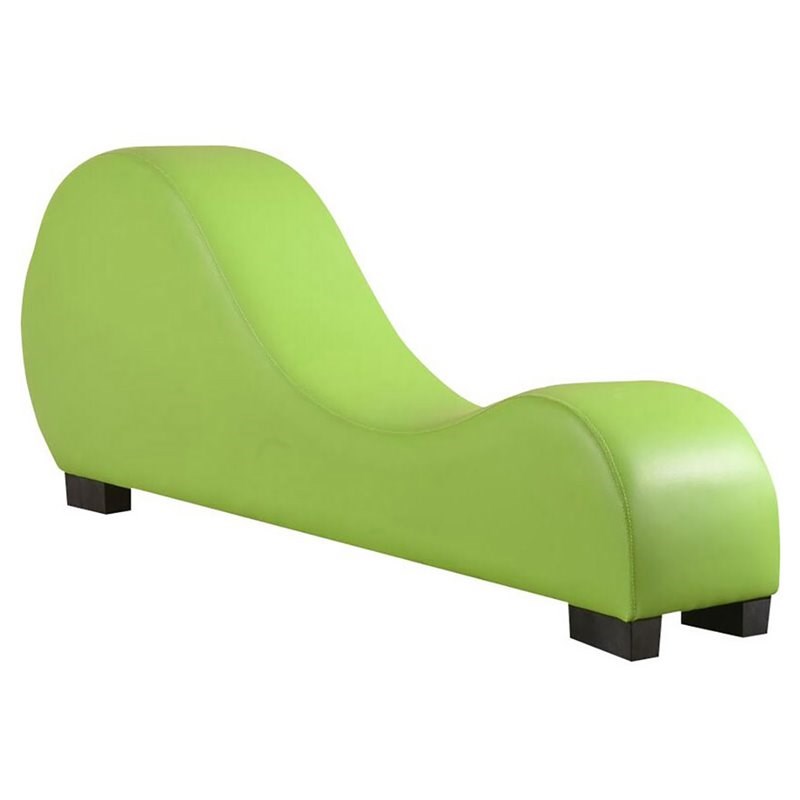 U.S Pride Furniture Dilys Faux Leather Armless Chaise Lounge in Green