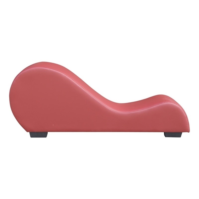 U.S Pride Furniture Dilys Faux Leather Armless Chaise Lounge in Red