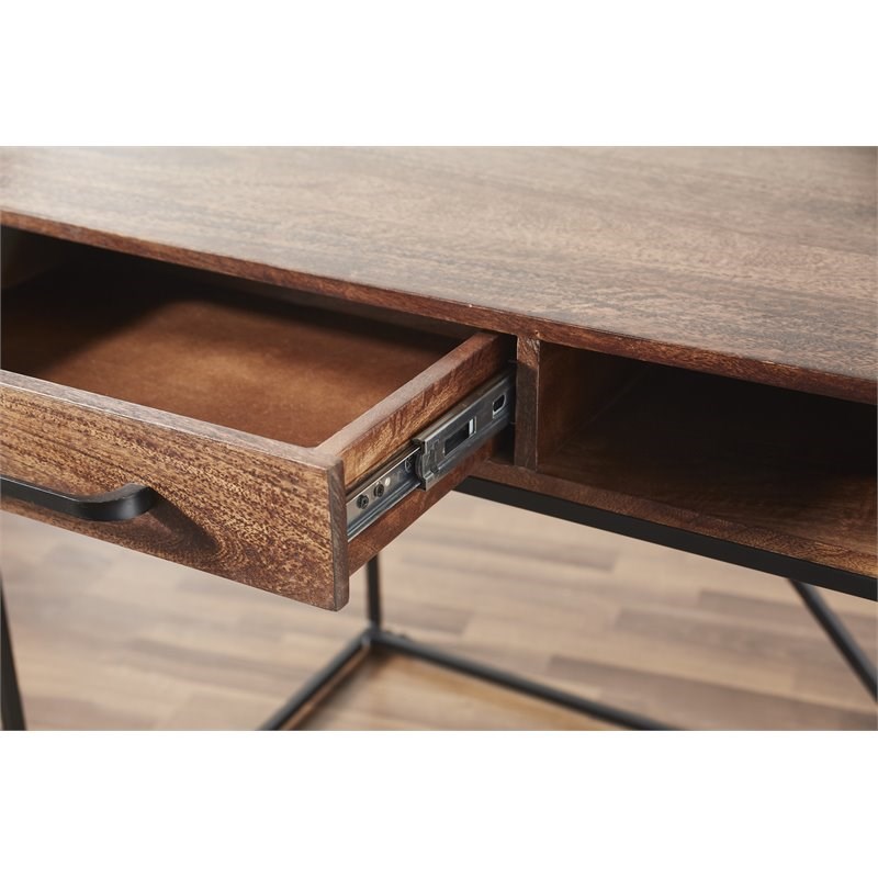 Mod-Arte Modern Hardwood/Iron Stow Office Desk with Storage - Dark Walnut