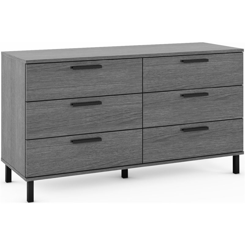 Mod-Arte Lyon Modern Wood  6-Drawer Double Dresser in Gray