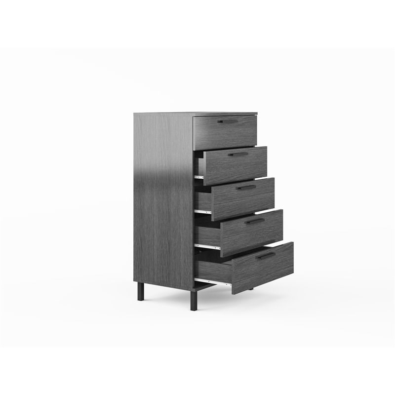 Mod-Arte Lyon 5-Drawer Modern MDF and Engineered Wood Chest in Gray