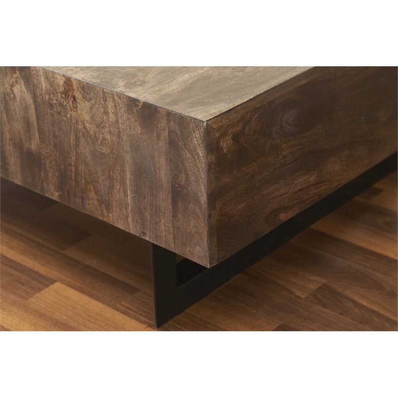 Mod-Arte Glide Modern Hard Wood Coffee Table with Sliding Top in Gray/Olive