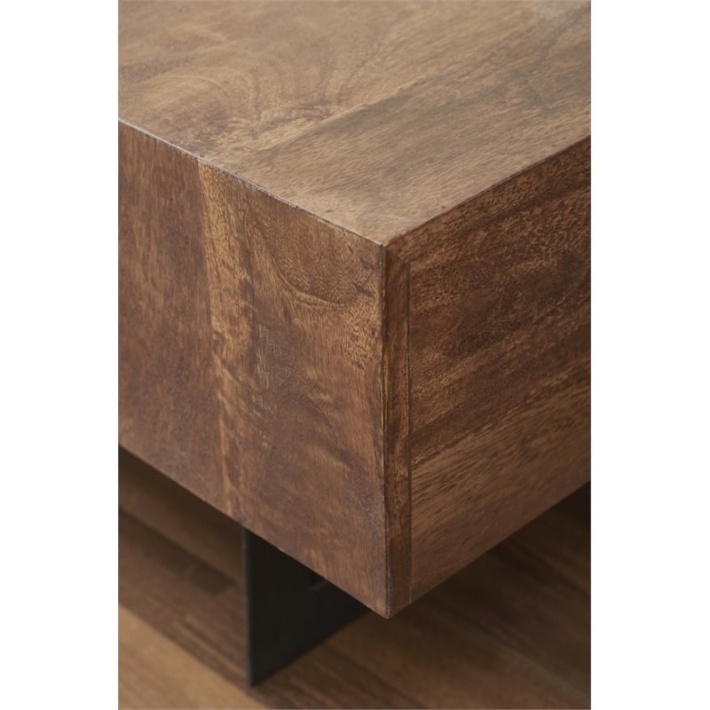 Mod-Arte Glide Brown Modern Hard Wood Coffee Table with Sliding Top