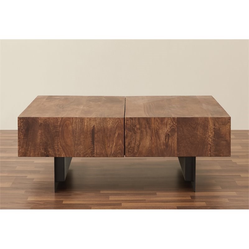 Mod-Arte Glide Brown Modern Hard Wood Coffee Table with Sliding Top