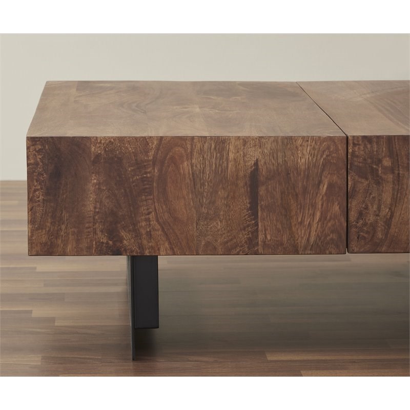 Mod-Arte Glide Brown Modern Hard Wood Coffee Table with Sliding Top