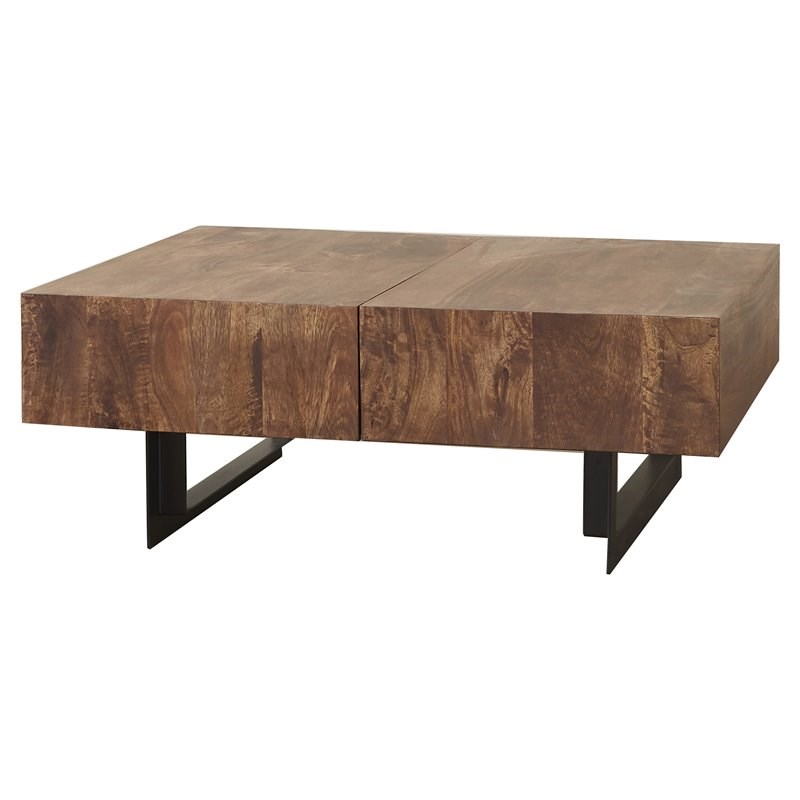 Mod-Arte Glide Modern Hard Wood Coffee Table with Sliding Top in Walnut