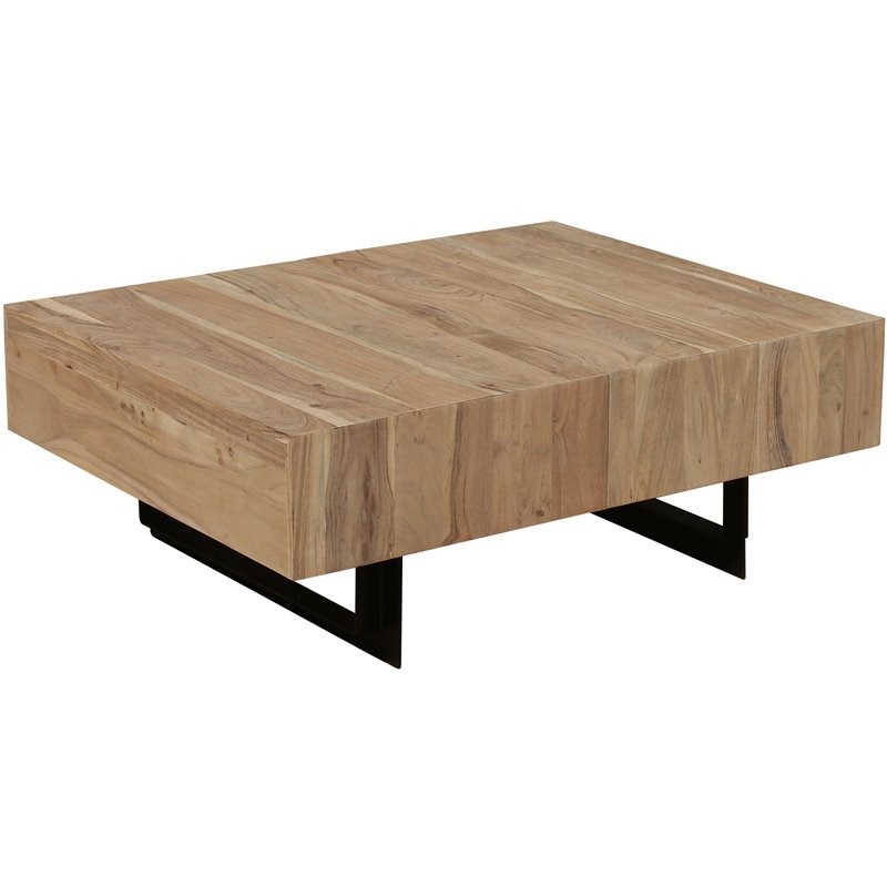 Mod-Arte Glide Modern Hard Wood Coffee Table with Sliding Top in Natural