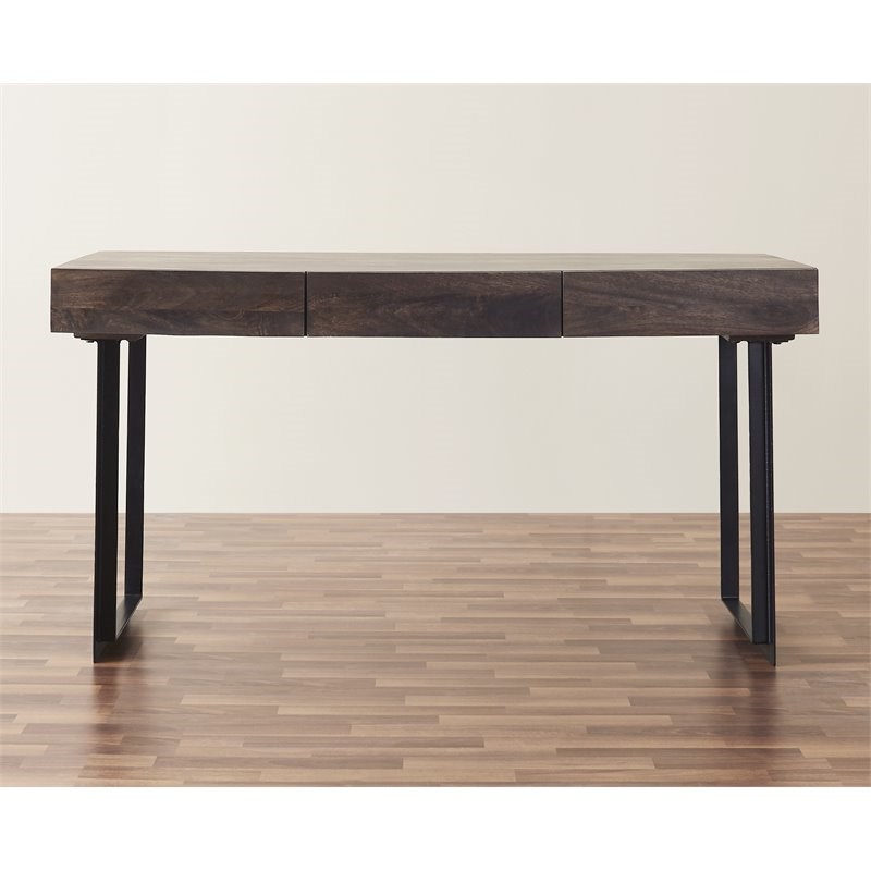 Mod-Arte Glide Modern Hard Wood and Iron Office Desk in Mango Olive Gray