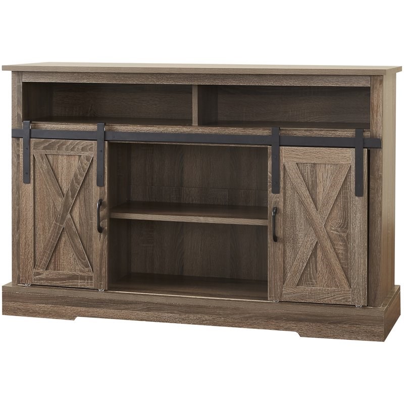 Mod-Arte Shack Sliding Wood Barn Door TV Stand Console for TVs up to 52