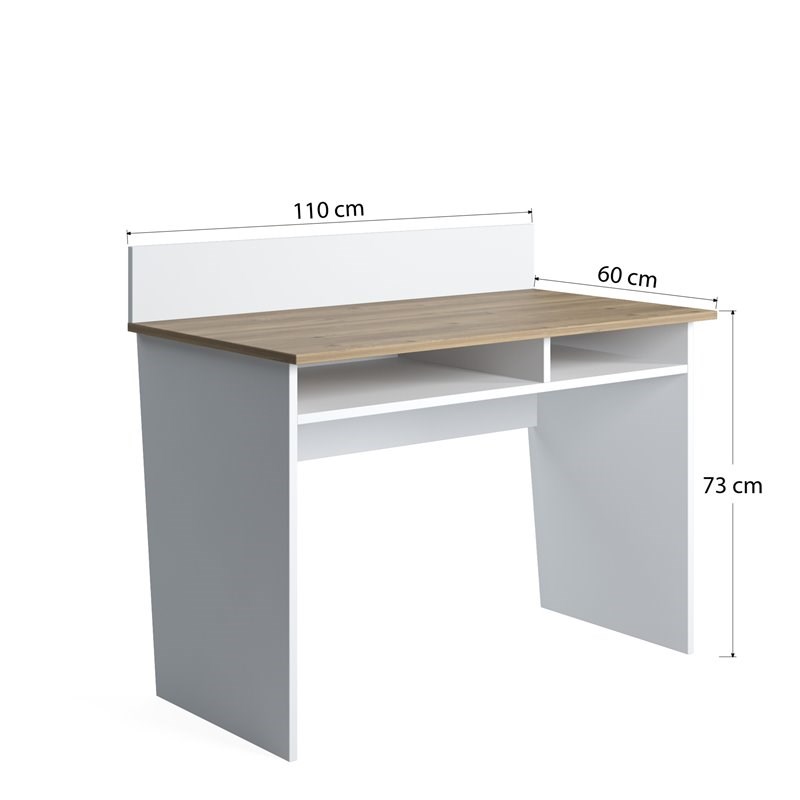 Mod-Arte Nefi Modern MDF and Engineered Wood Office Desk with Storage in Oak