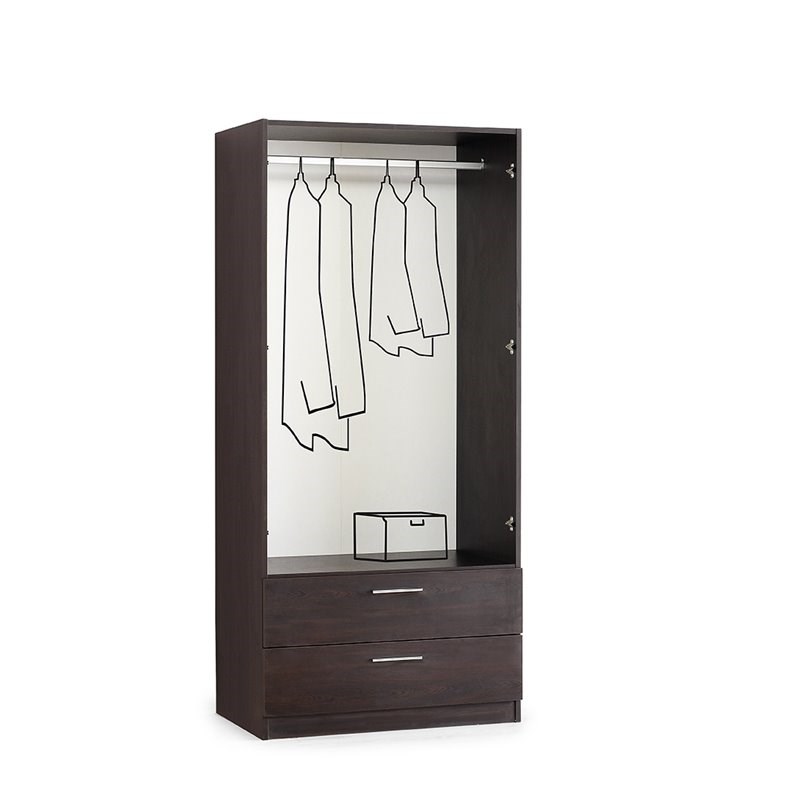 Mod-Arte Cambridge 2-Door 2-Drawer Wood Wardrobe Cabinet in Matte Wenge Black