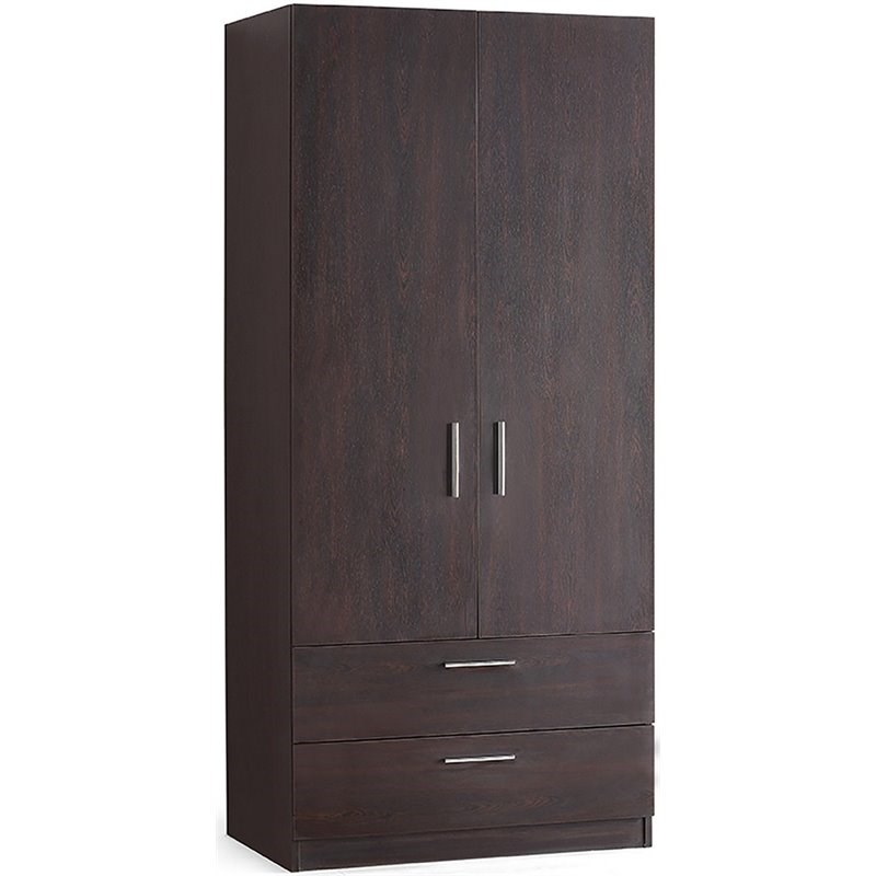 Mod-Arte Cambridge 2-Door 2-Drawer Wood Wardrobe Cabinet in Matte Wenge Black