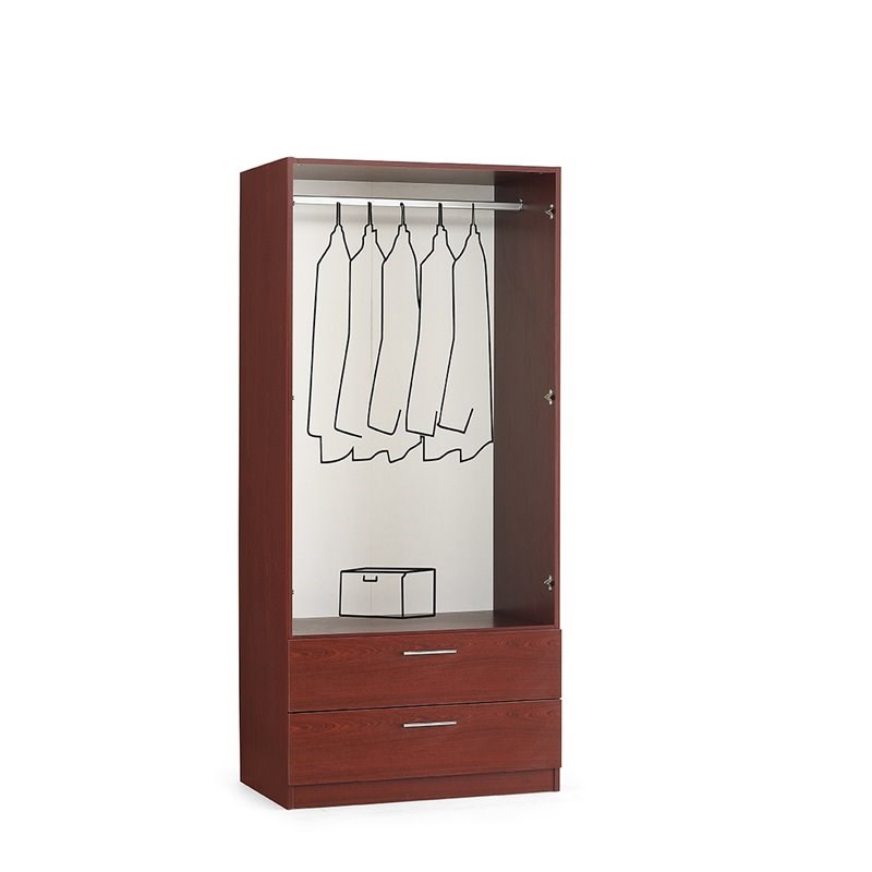 Mod-Arte Cambridge 2-Door 2-Drawer Wood Wardrobe Cabinet in Mahogany