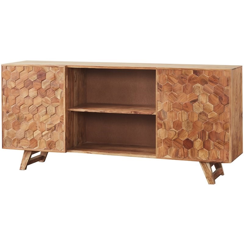 Mod-Arte Hive Mid-Century Solid Hardwood TV Unit for TVs up to 66