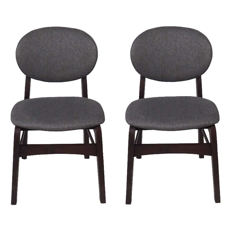 Lily Dark Grey Rubber Wood Fabric Dining Chair with Espresso Leg (Set of 2)