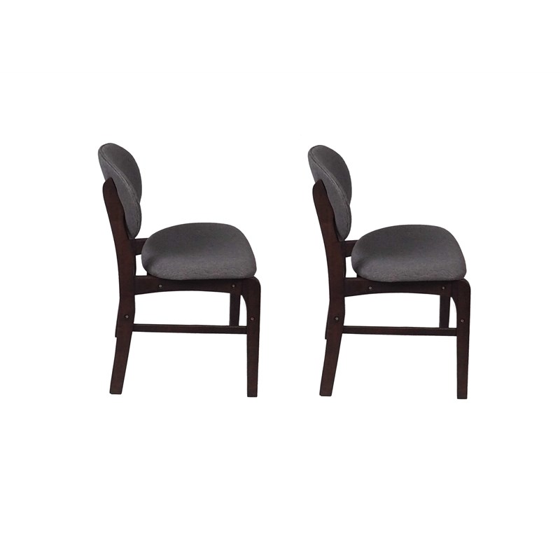 Lily Dark Grey Rubber Wood Fabric Dining Chair with Espresso Leg (Set of 2)