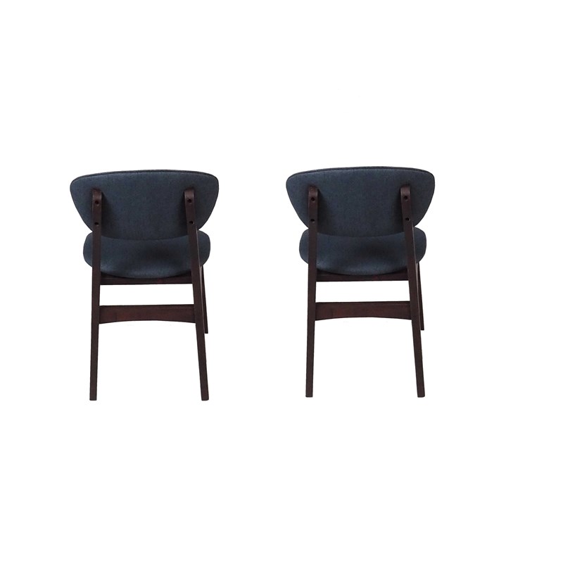 LilyB Light Blue Rubber Wood Fabric Dining Chair with Espresso Leg (Set of 2)