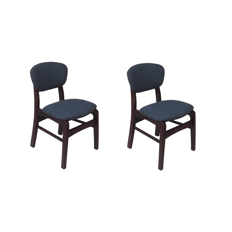 LilyB Light Blue Rubber Wood Fabric Dining Chair with Espresso Leg (Set of 2)