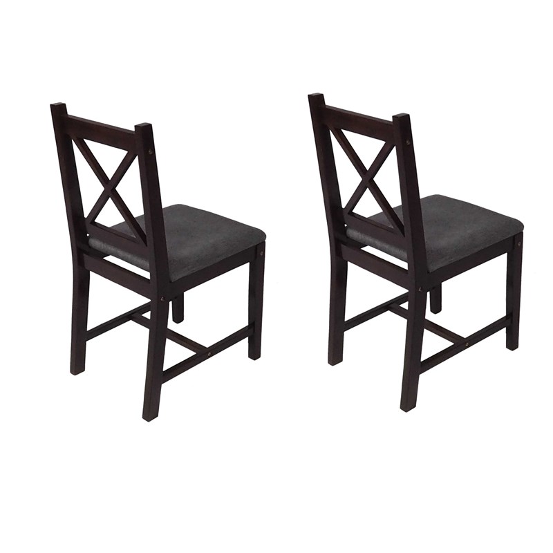 Ema Dark Grey Rubber Wood Fabric Dining Chair with Espresso Leg (Set of 2)