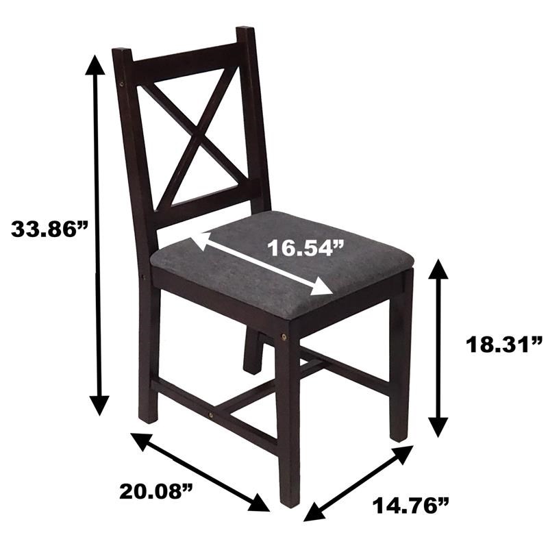 Ema Dark Grey Rubber Wood Fabric Dining Chair with Espresso Leg (Set of 2)