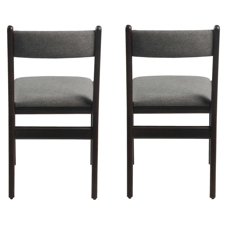 Cara Dark Grey Rubber Wood Fabric Dining Chair with Espresso Leg (Set of 2)