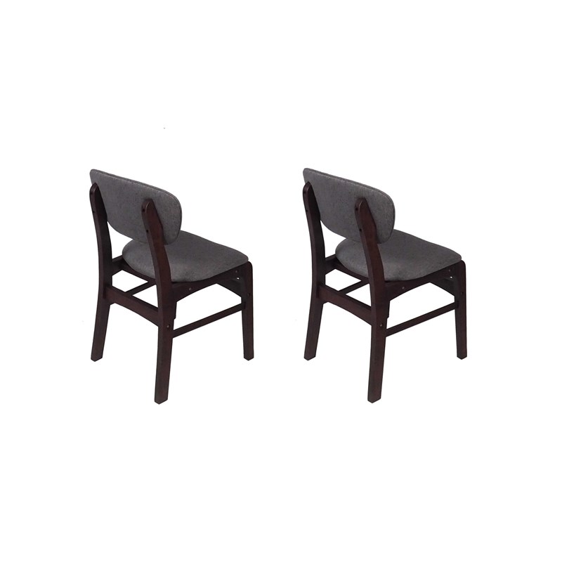 LilyB Dark Grey Rubber Wood Fabric Dining Chair with Espresso Leg (Set of 2)