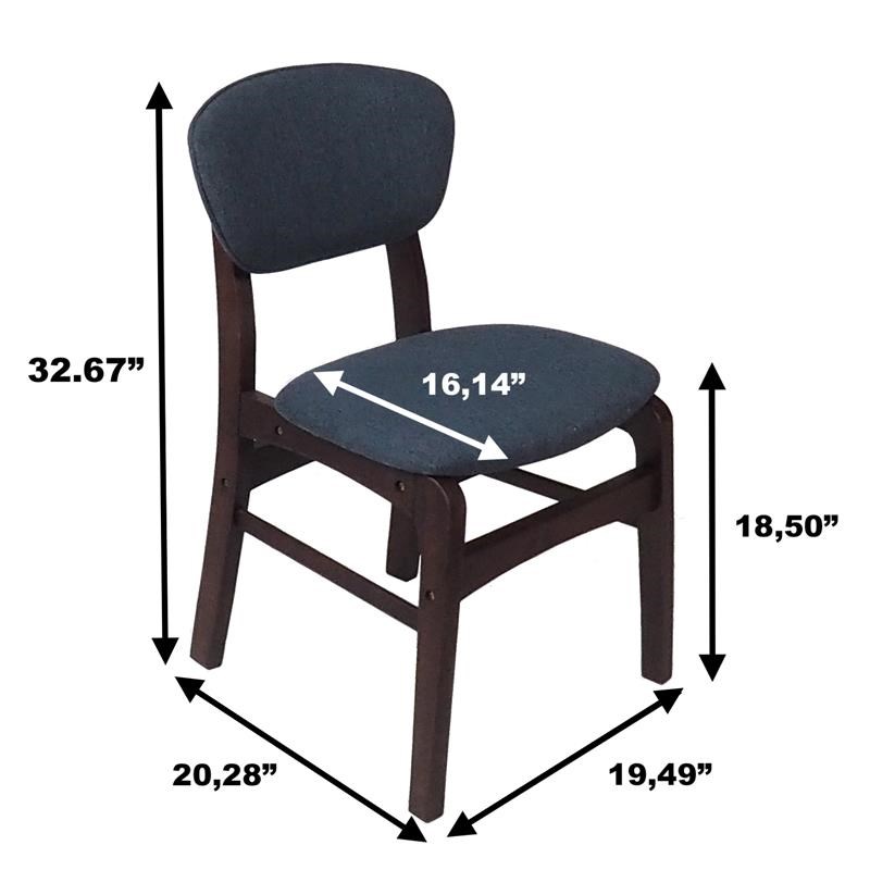 LilyB Dark Grey Rubber Wood Fabric Dining Chair with Espresso Leg (Set of 2)