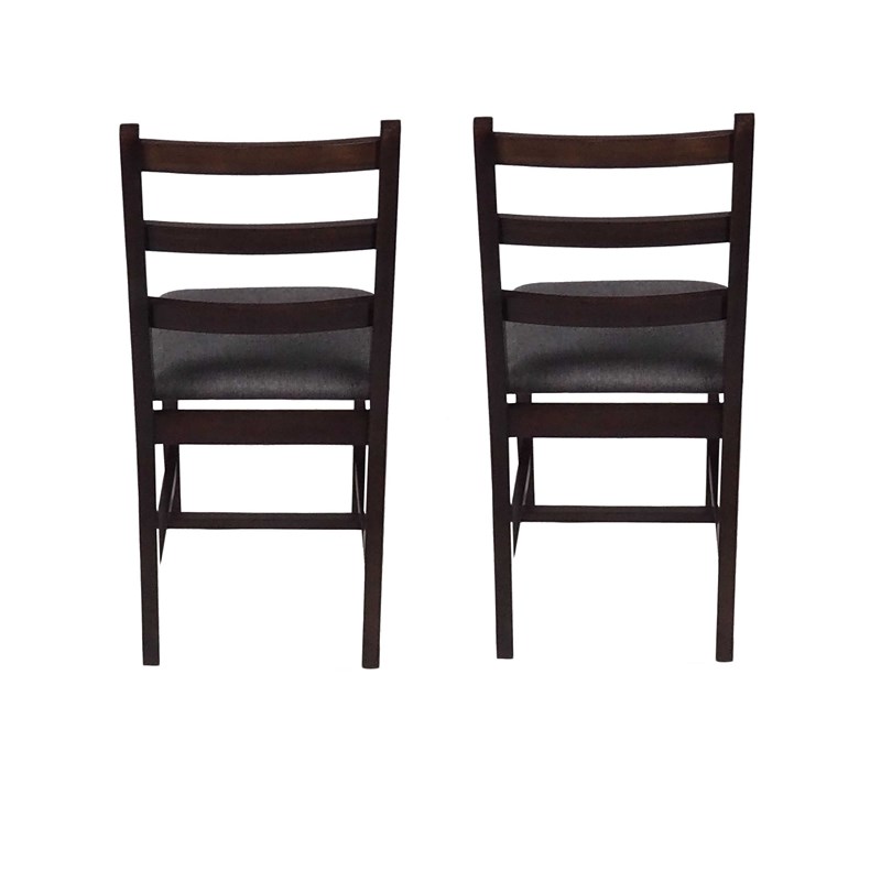 Mia Dark Grey Rubber Wood Fabric Dining Chair with Espresso Leg (Set of 2)