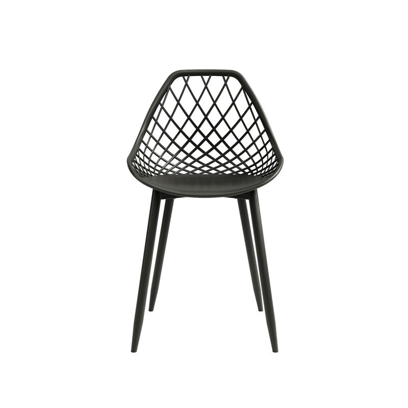 Jamesdar Kurv Plastic and Steel Dining Chair 2 Piece Set in Black