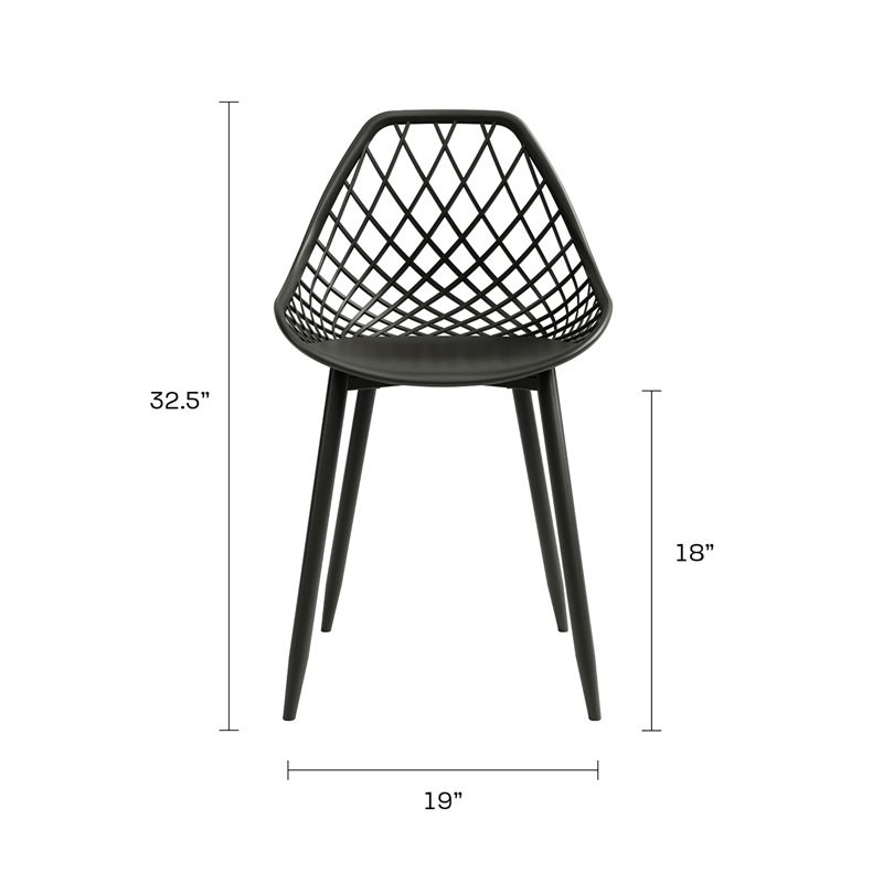 Jamesdar Kurv Plastic and Steel Dining Chair 2 Piece Set in Black