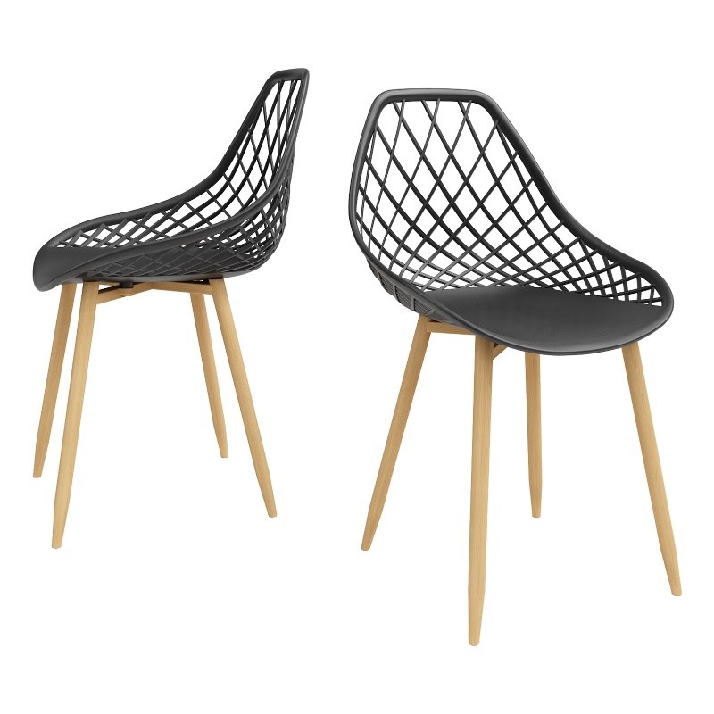 Kurv Dining Chair in Black and Natural (Set of 2)