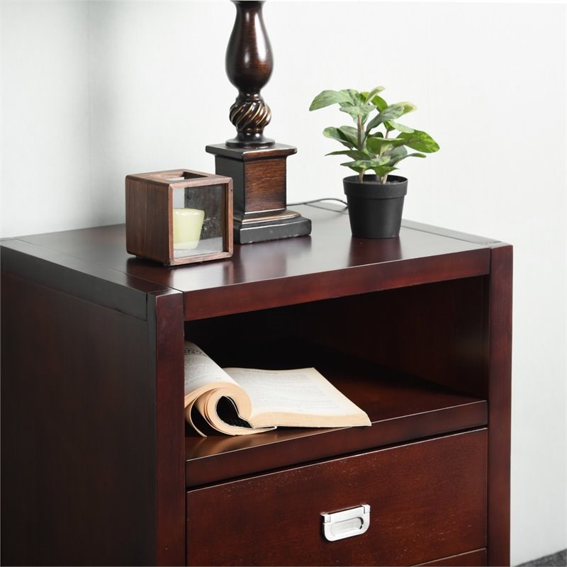 FurnitureR Loralie 27'' Solid Wood Tall Nightstand with Drawer in Espresso
