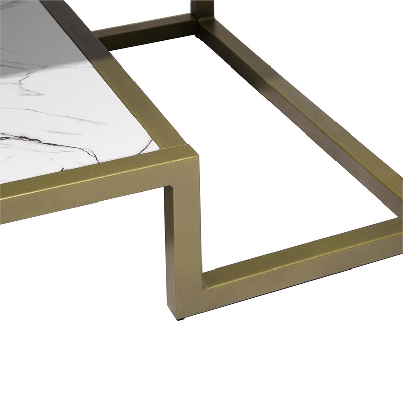 Homycasa White Wood Gold Frame Coffee Table Homesquare