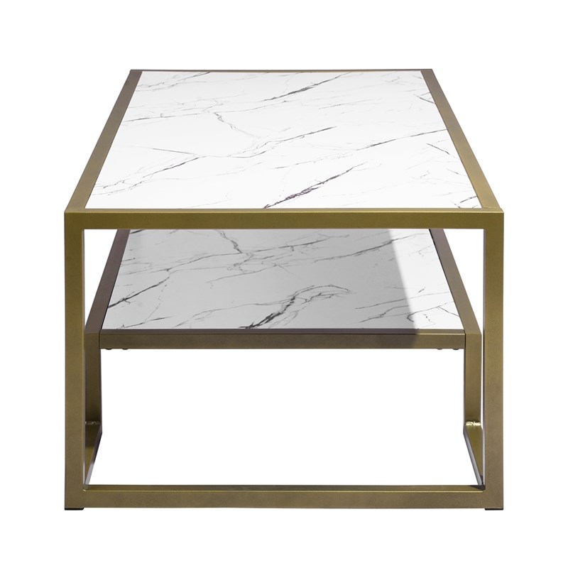 Homycasa White Wood Gold Frame Coffee Table Homesquare
