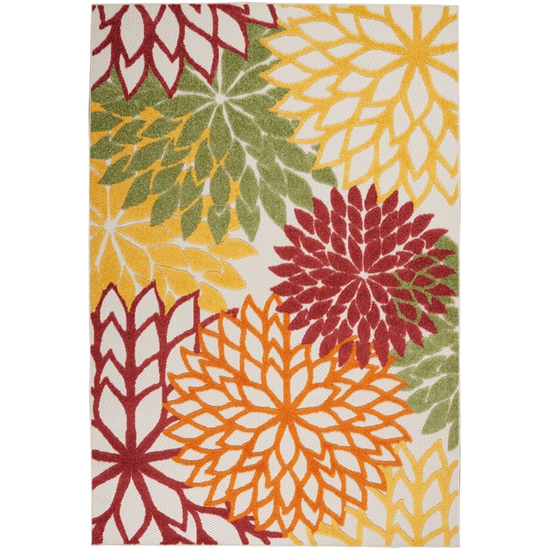 Nourison Aloha 6' x 9' Red Multi Colored Outdoor Indoor/Outdoor Rug