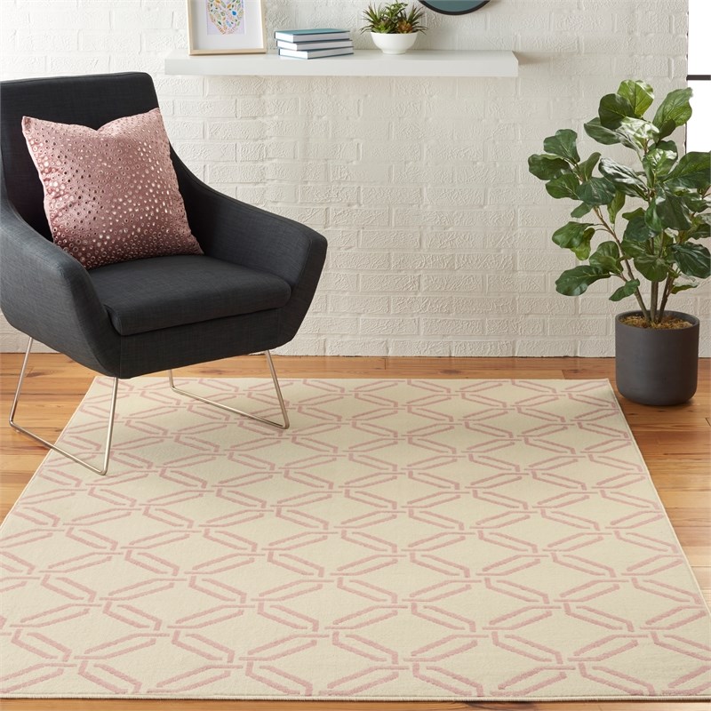 Nourison Jubilant 4' x 6' Ivory/Pink Contemporary Indoor Rug