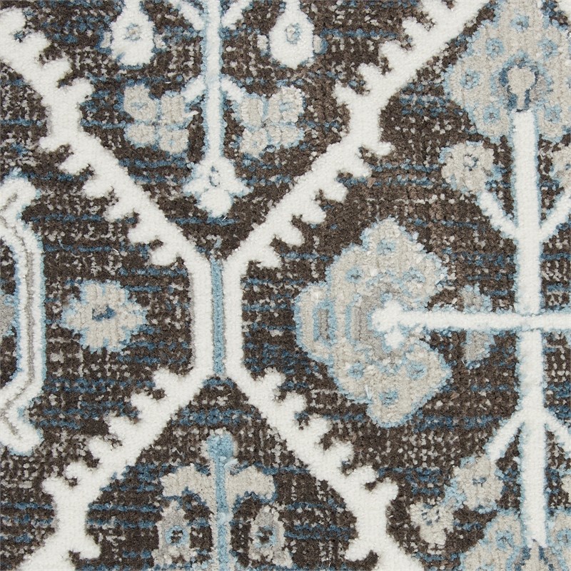 Nourison Lennox 4' x 6' Charcoal/Ivory/Blue Transitional Indoor Rug