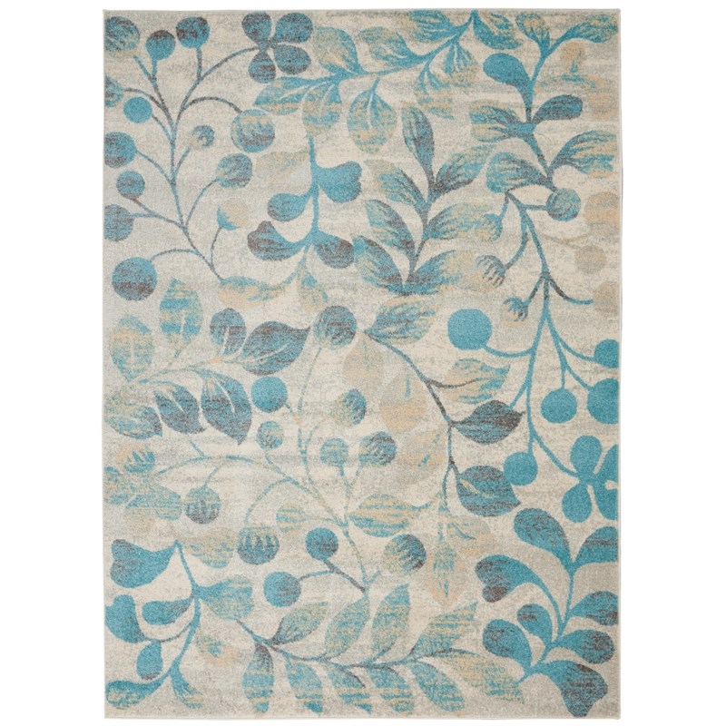 Nourison Tranquil 4' x 6' Ivory/Turquoise Farmhouse Indoor Rug