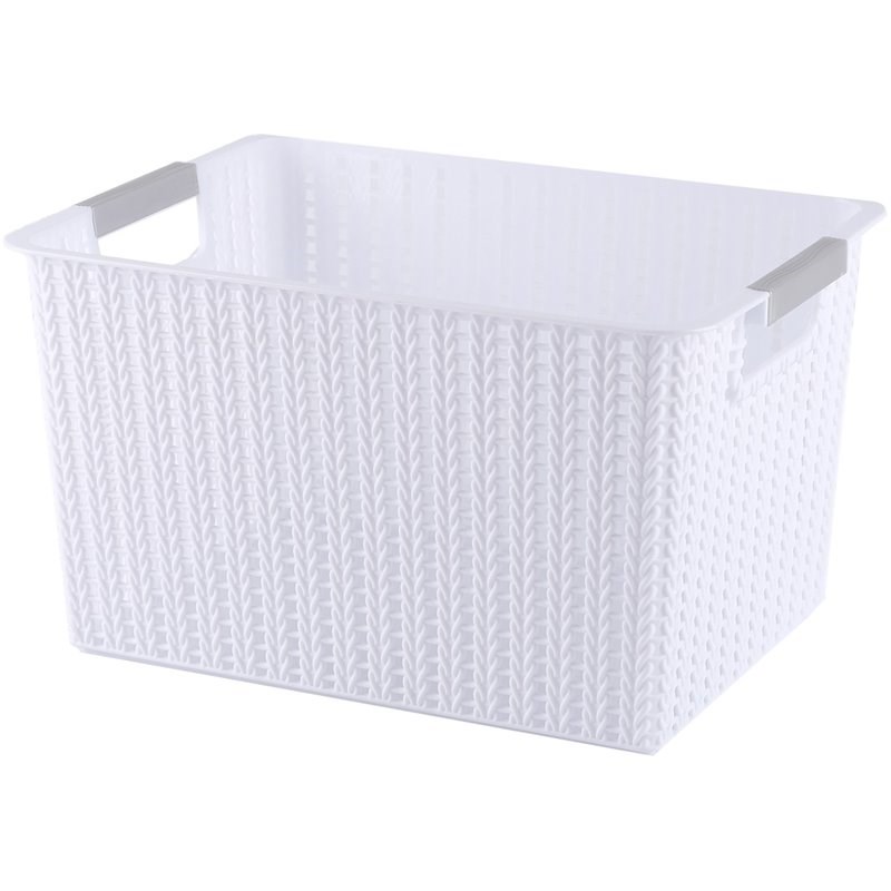 HANAMYA Storage Basket Organizer with Handle 12 Liter in White (Set of 4)