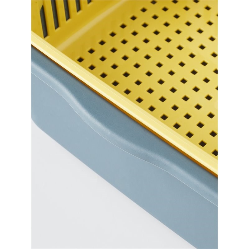HANAMYA 3-in-1 Kitchen Food Strainer/Colander Set Wash Basket in Blue and Yellow